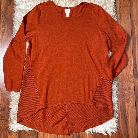 Chicos ribbed side panel silk blend sweater - Picture 3 of 8
